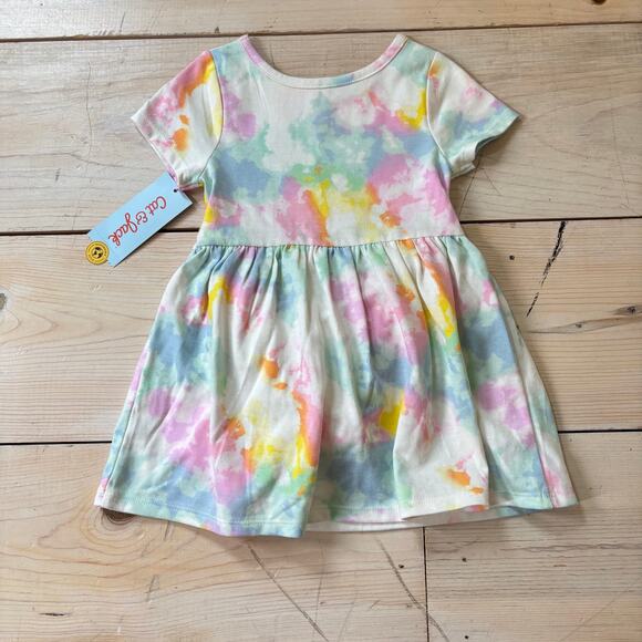 Cat & Jack NWT Toddler Girls' Short Sleeve Dress Tie Dye with Bloomer Pants 18M - Picture 7 of 7